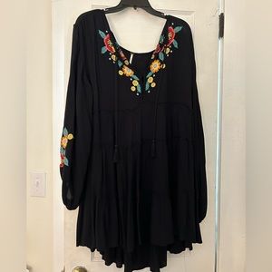 Free People Long Sleeve Embroidered Dress